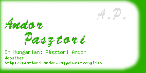 andor pasztori business card