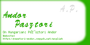 andor pasztori business card